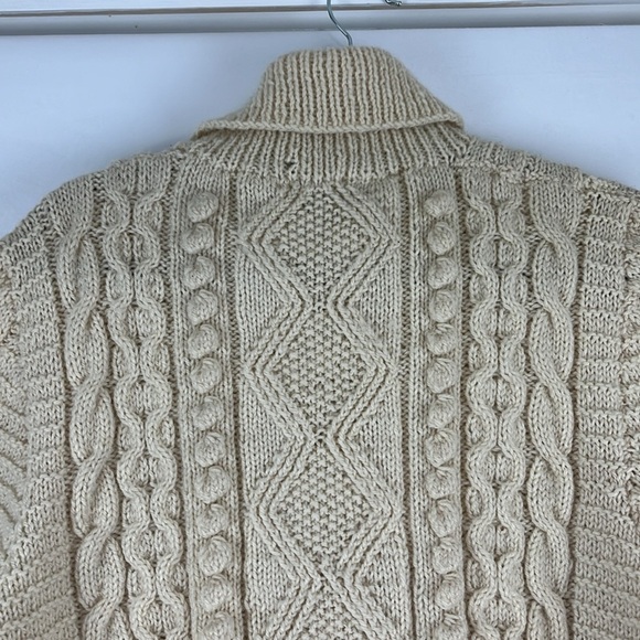 Unbranded Cable and Popcorn Knit Wool Fisherman's Turtleneck Sweater - Picture 8 of 10